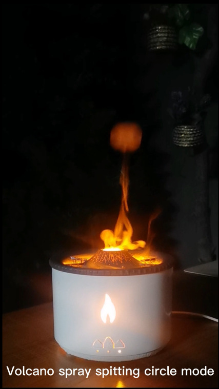“Modern volcano humidifier with color changing LED lights and mist