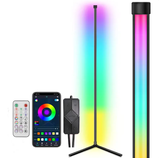 “Smart LED floor lamp standing light with adjustable brightness and RGB colors”