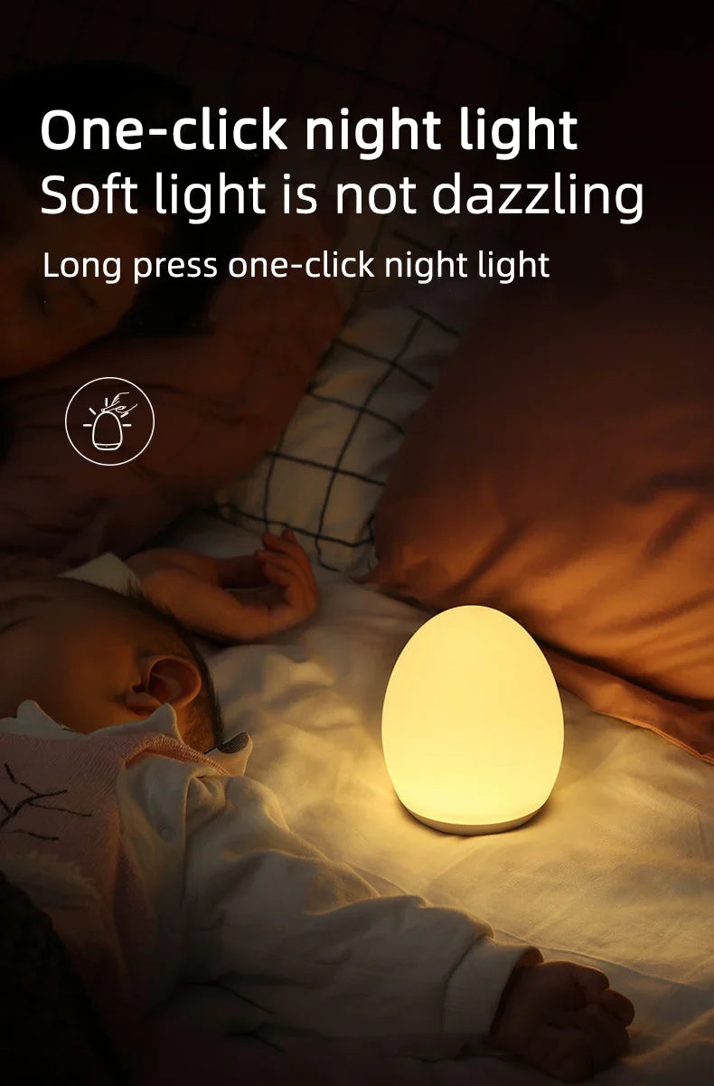 “Modern LED night light lamp creating relaxing atmosphere in bedroom”