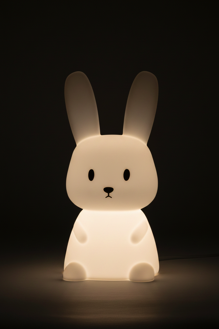 White rabbit-shaped night light on a white background