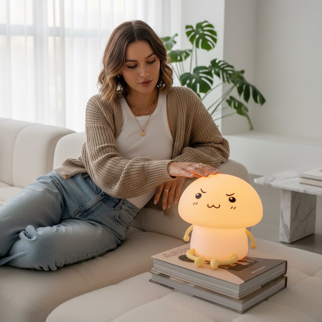 Touch LED Cartoon Pet Night Light Mushroom Lamp 